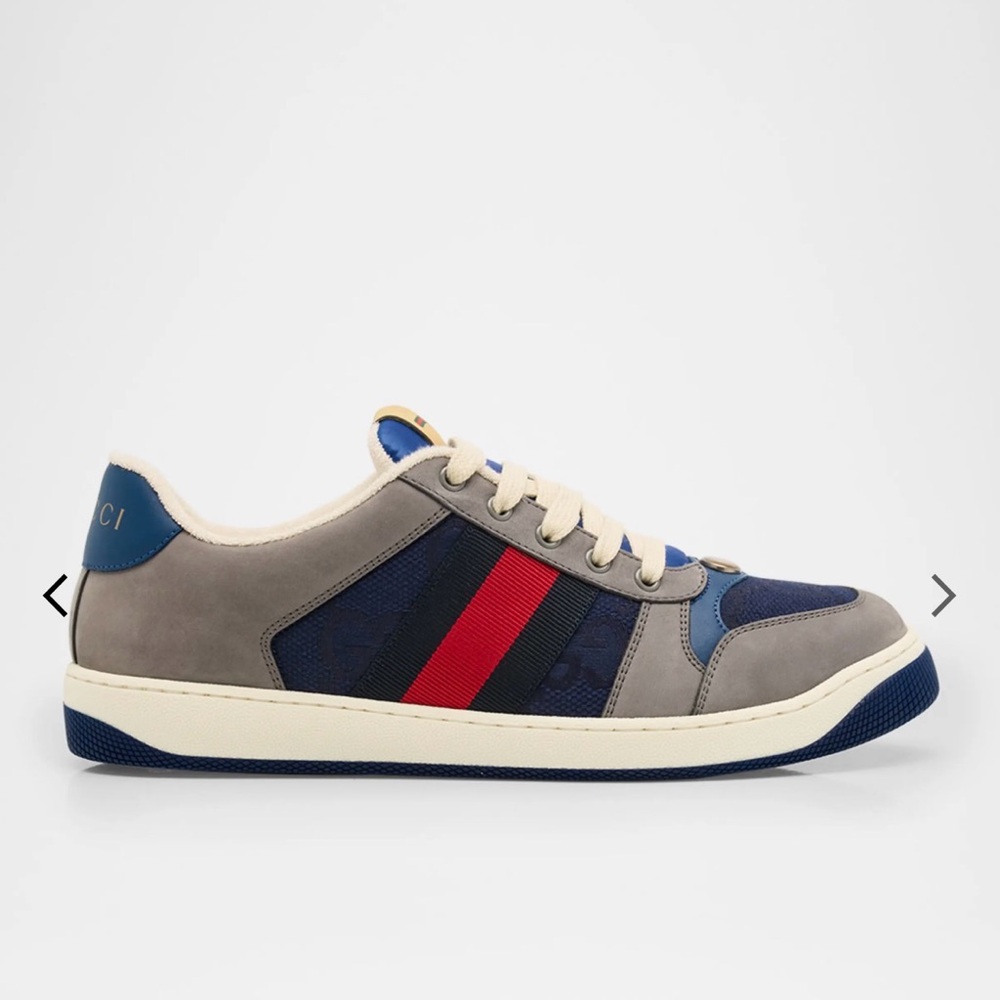 Gucci Men's Navy and Gray Sneakers
